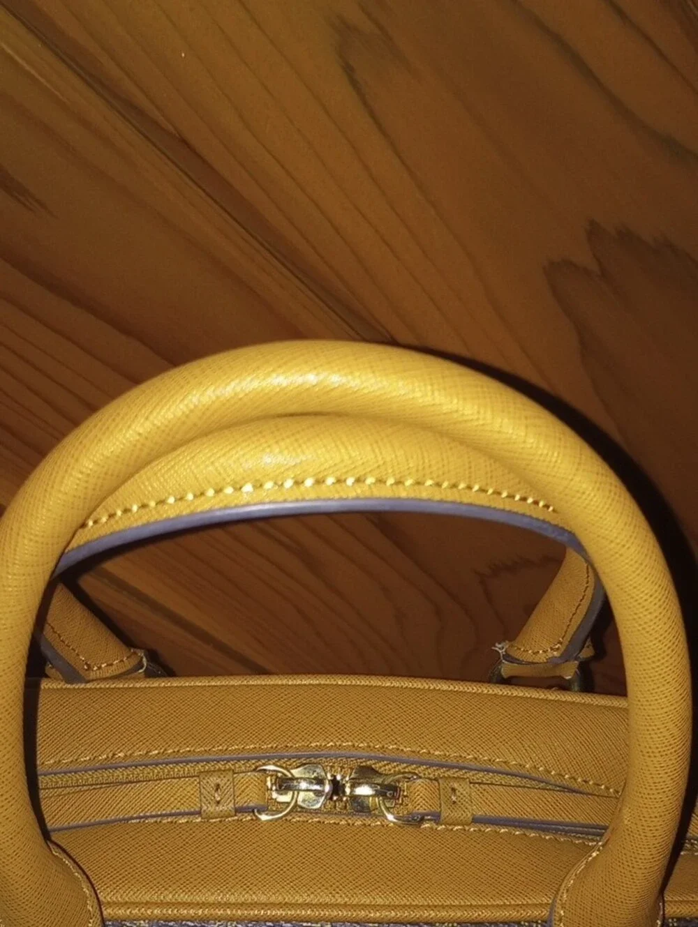 Calvin Klein Brown Monogram Satchel with Tan Trim and Gold Chain